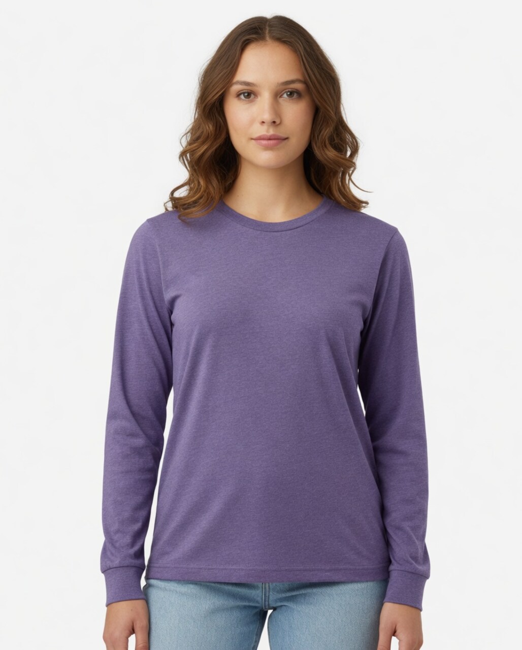 BELLA + CANVAS® Heather CVC Long Sleeve Crewneck T-Shirt for Layering Style & Custom Print Essential Tee